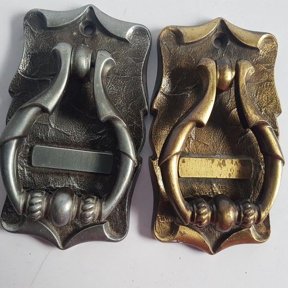 Brass and Pewter Door Knocker Lot of 2 Vintage - Picture 1 of 3
